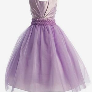 Girl Pleated Satin Pearl Dress With Lace Shrug